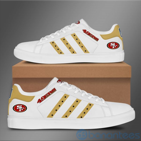 San Francisco 49Ers Yellow Striped White Low Top Skate Shoes Product Photo