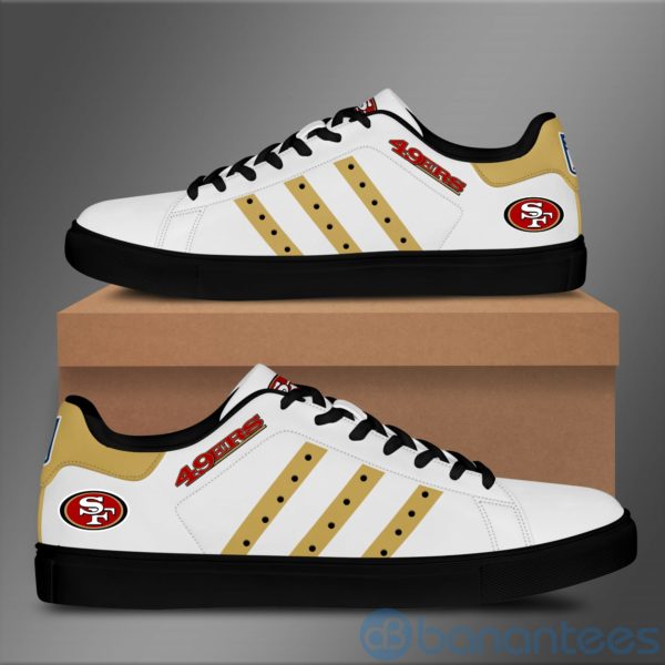 San Francisco 49Ers Yellow Striped White Low Top Skate Shoes Product Photo