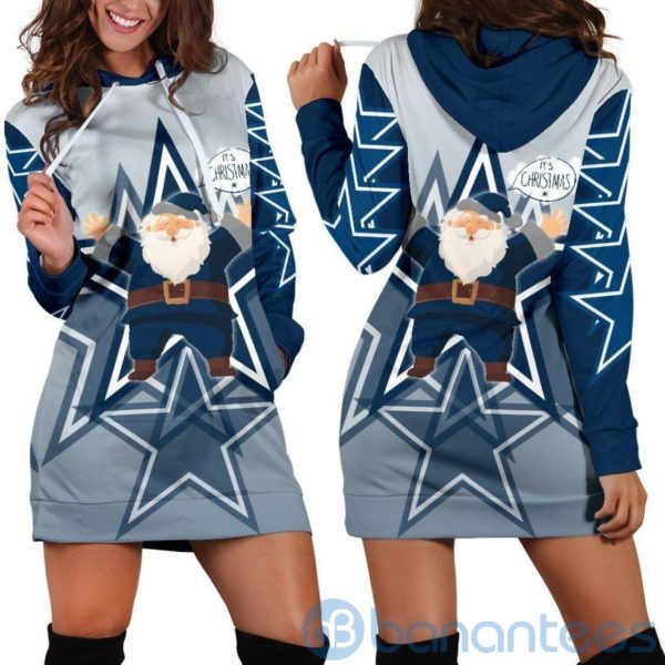 Santa Claus Dallas Cowboys Hoodie Dress For Women Product Photo