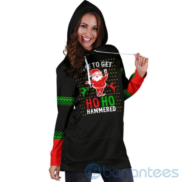 Santa Ho Ho Hammered Christmas Hoodie Dress For Women Product Photo
