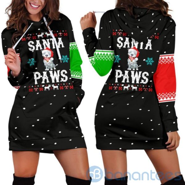 Santa Paws Pit Christmas Hoodie Dress For Women Product Photo