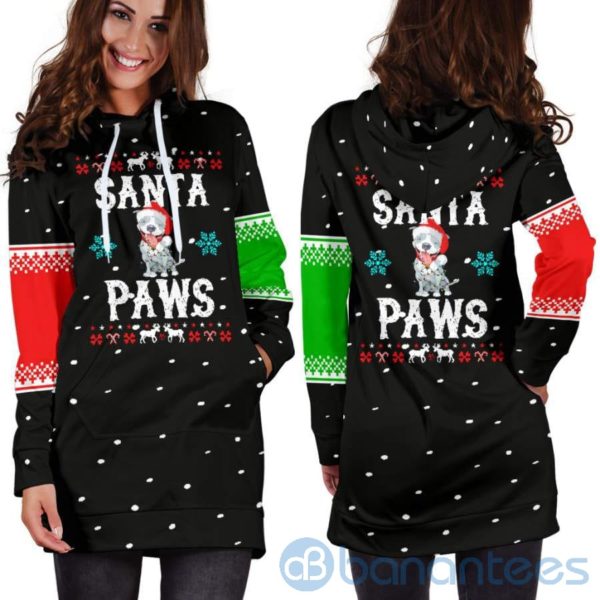 Santa Paws Pit Christmas Hoodie Dress For Women Product Photo