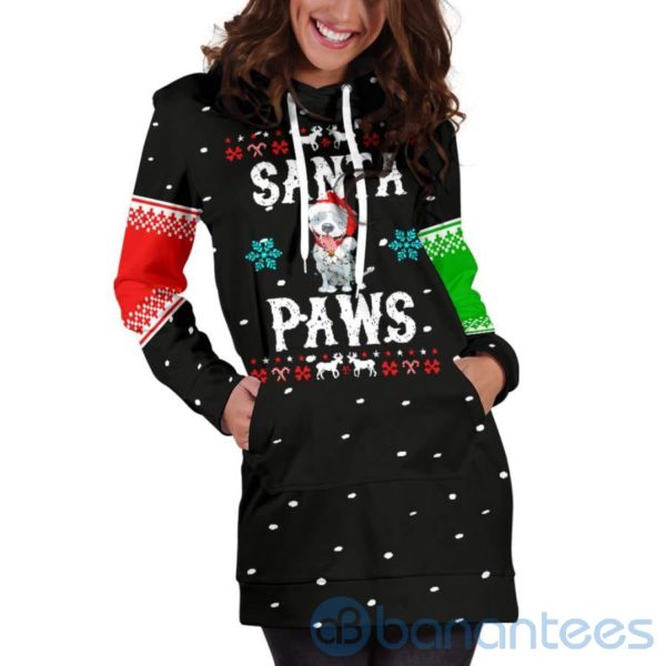Santa Paws Pit Christmas Hoodie Dress For Women Product Photo