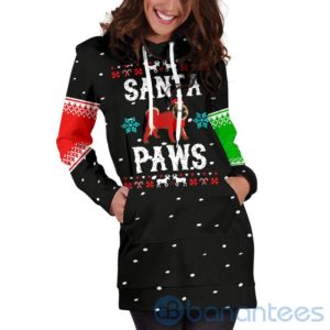 Santa Paws Pug Christmas Hoodie Dress For Women Product Photo