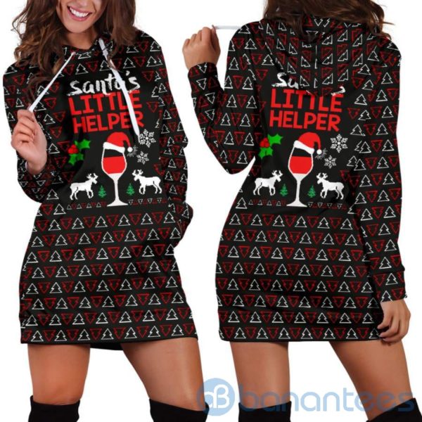 Santa's Little Helper Christmas Hoodie Dress For Women Product Photo