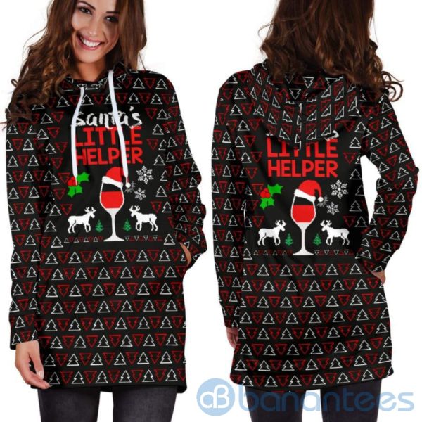 Santa's Little Helper Christmas Hoodie Dress For Women Product Photo