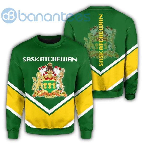 Saskatchewan Coat Of Arms Lucian Style Green All Over Printed 3D Sweatshirt Product Photo