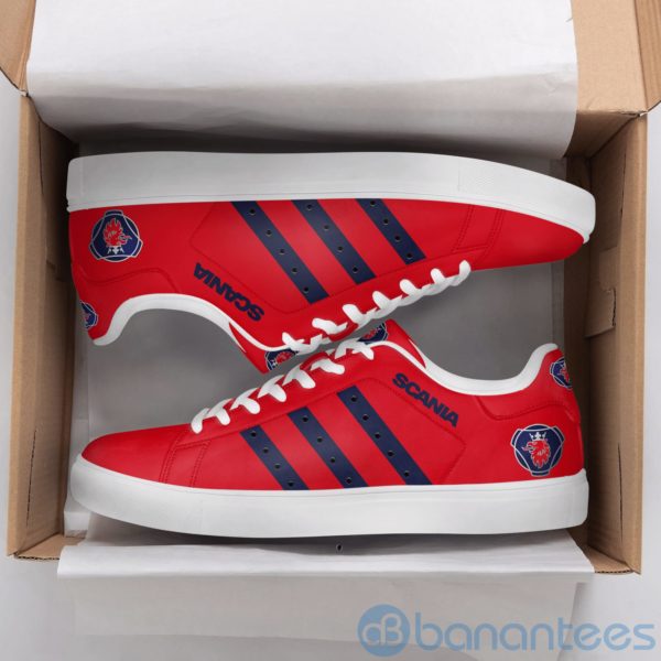 Scania Ab Navy Striped Red Low Top Skate Shoes Product Photo
