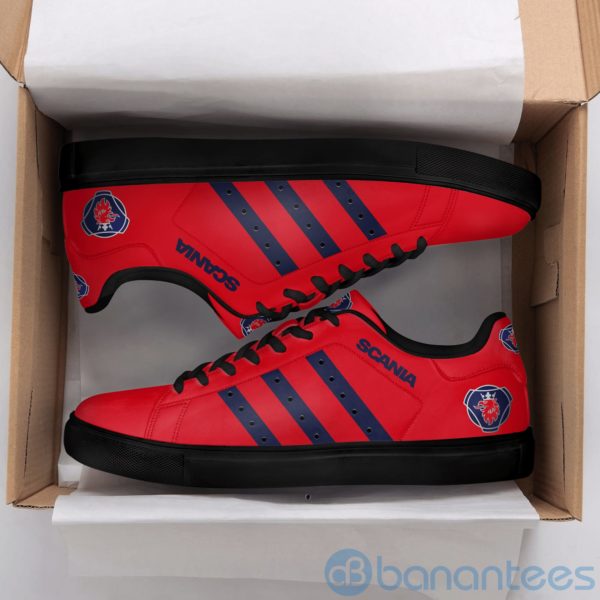 Scania Ab Navy Striped Red Low Top Skate Shoes Product Photo