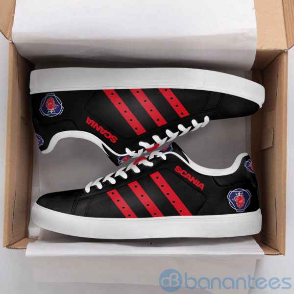 Scania Ab Red Striped Black Low Top Skate Shoes Product Photo