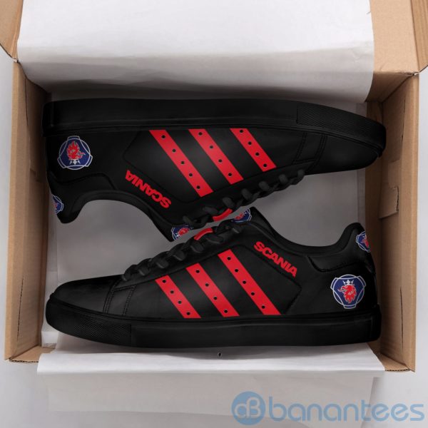 Scania Ab Red Striped Black Low Top Skate Shoes Product Photo