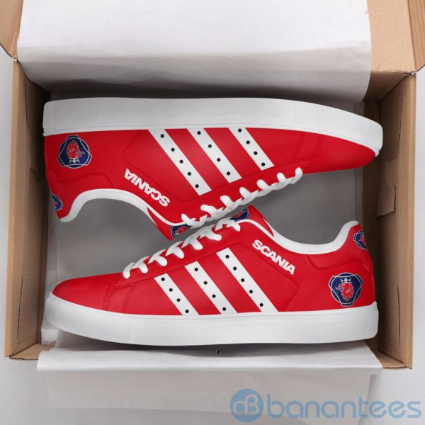 Scania Ab White Striped Red Low Top Skate Shoes Product Photo