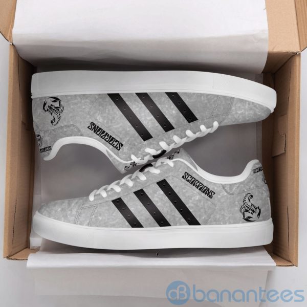 Scorpions Band Black Striped Grey Low Top Skate Shoes Product Photo