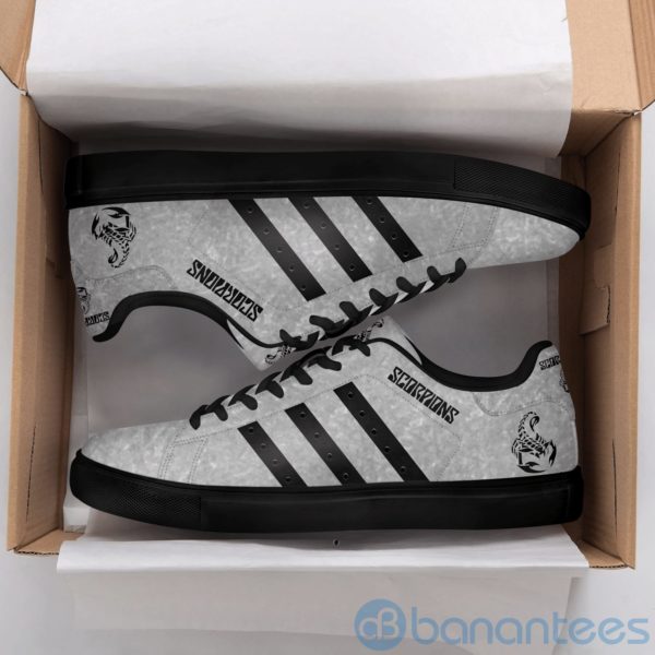 Scorpions Band Black Striped Grey Low Top Skate Shoes Product Photo