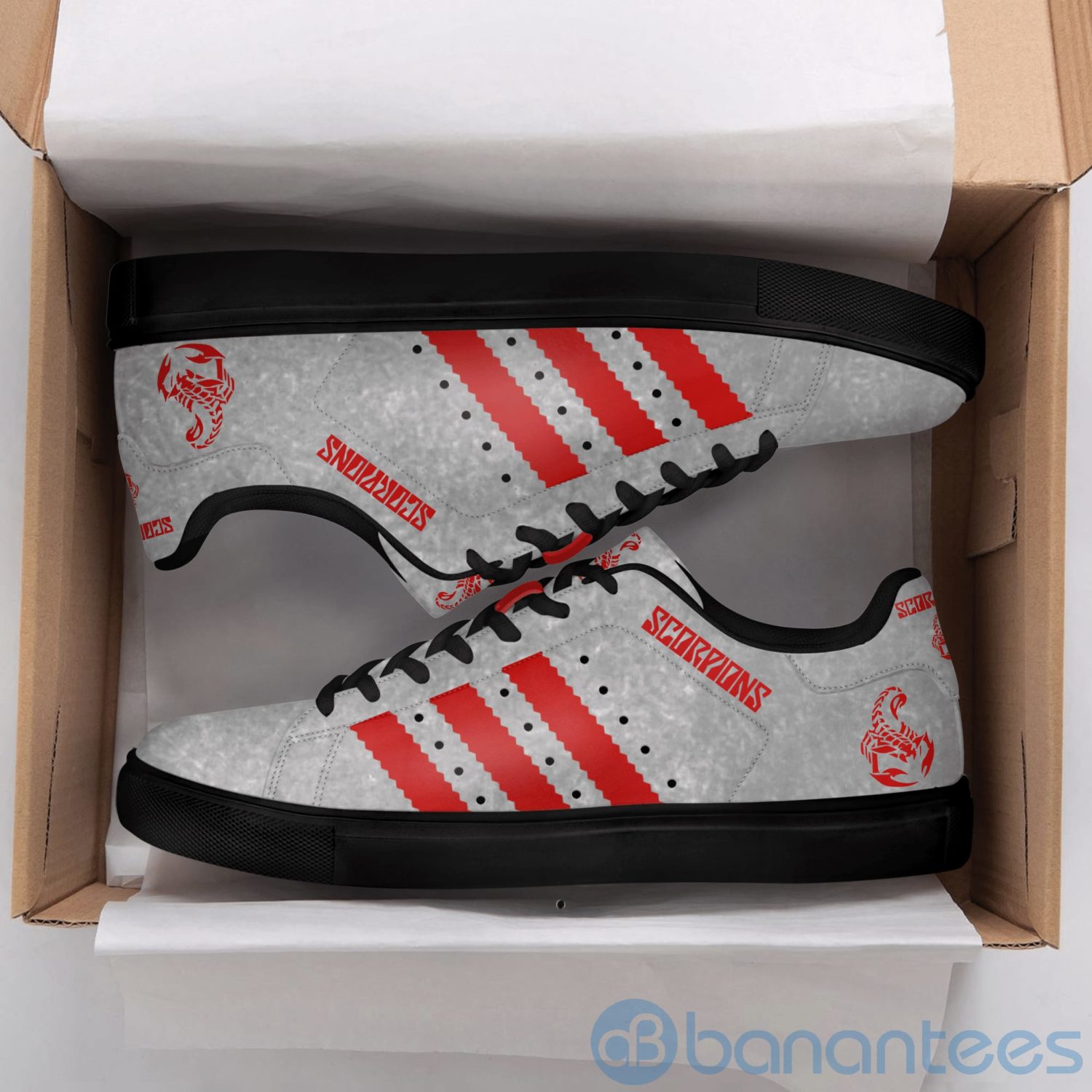 scorpions-band-red-striped-grey-low-top-skate-shoes-2-MdAis.jpg Scorpions Band Red Striped Grey Low Top Skate Shoes Product Photo