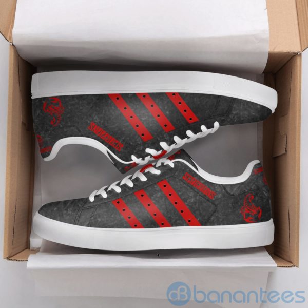 Scorpions Band Red Striped Low Top Skate Shoes Product Photo
