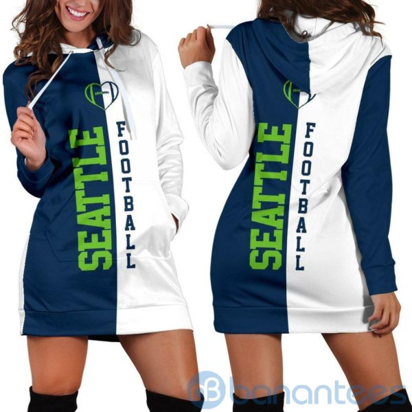 Seattle Football White Hoodie Dress For Women Product Photo