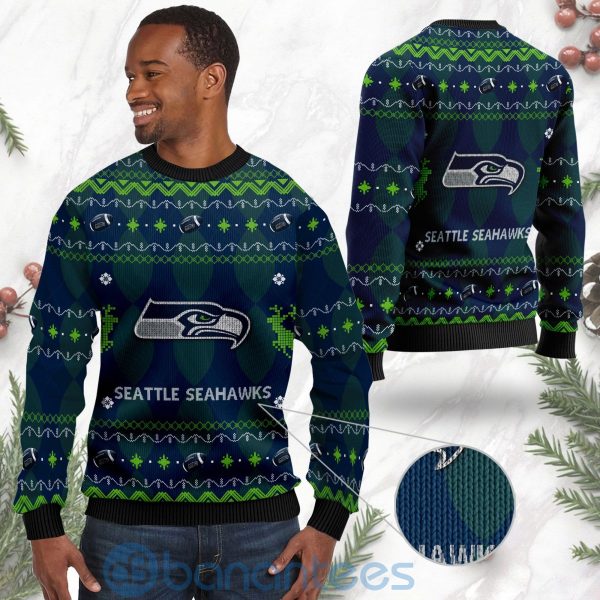 Seattle Seahawks American Football Black Ugly Christmas 3D Sweater Product Photo