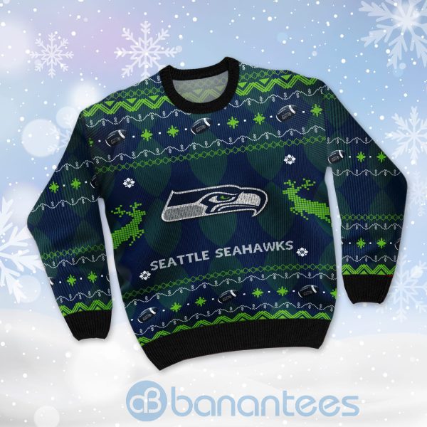 Seattle Seahawks American Football Black Ugly Christmas 3D Sweater Product Photo
