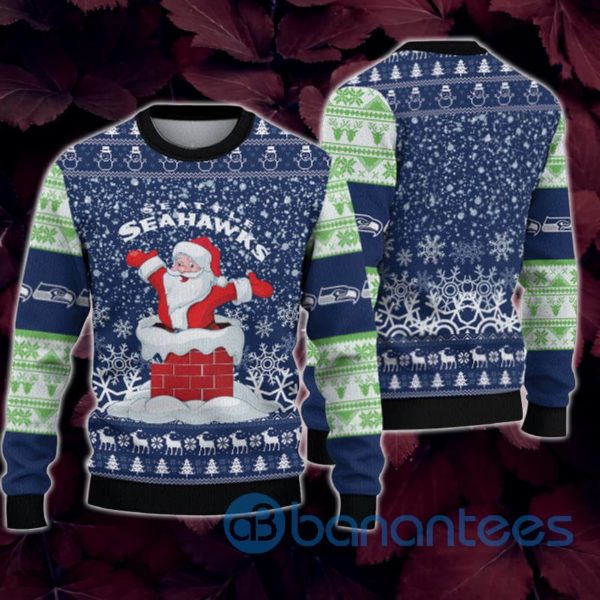 Seattle Seahawks Christmas Funny Santa Claus All Over Printed 3D Sweatshirt Product Photo