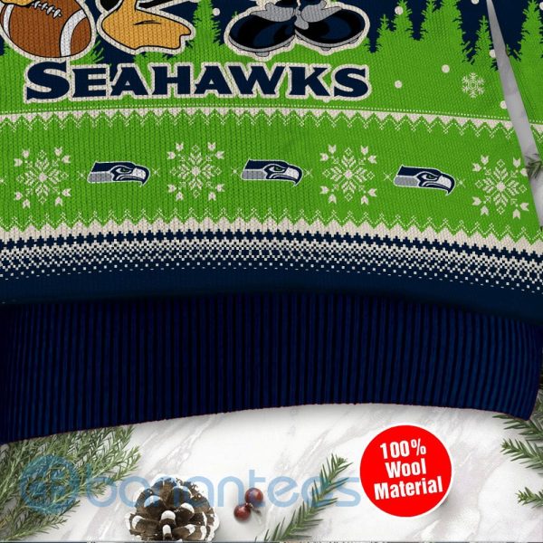 Seattle Seahawks Disney Donald Duck Mickey Mouse Goofy Custom Name Ugly Christmas 3D Sweater Product Photo