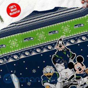 Seattle Seahawks Disney Donald Duck Mickey Mouse Goofy Custom Name Ugly Christmas 3D Sweater Product Photo