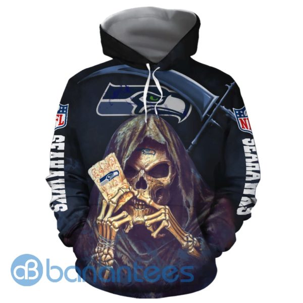 Seattle Seahawks Halloween Death Card All Over Printed 3D Hoodie, Zip Hoodie Product Photo
