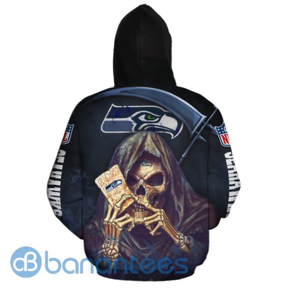 Seattle Seahawks Halloween Death Card All Over Printed 3D Hoodie, Zip Hoodie Product Photo