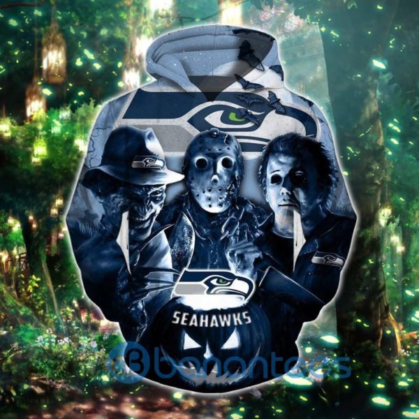 Seattle Seahawks Halloween Horror Night Hoodies 3D Zip Hoodie All Over Printed Product Photo