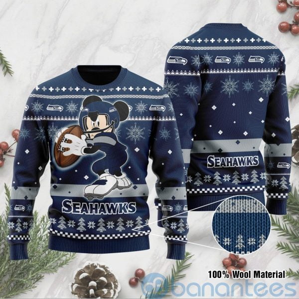 Seattle Seahawks Mickey Mouse Funny Ugly Christmas 3D Sweater Product Photo
