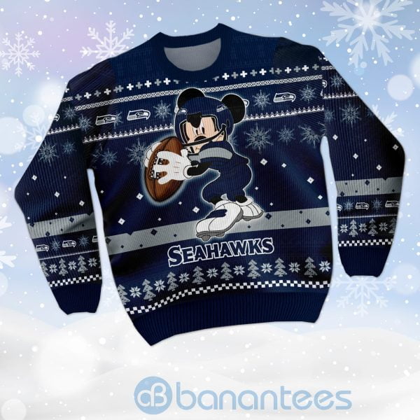 Seattle Seahawks Mickey Mouse Funny Ugly Christmas 3D Sweater Product Photo