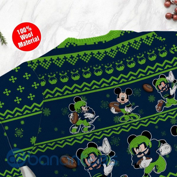 Seattle Seahawks Mickey Mouse Ugly Christmas 3D Sweater Product Photo