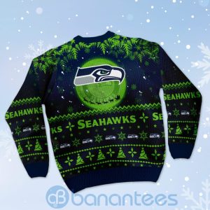 Seattle Seahawks Santa Claus In The Moon Ugly Christmas 3D Sweater Product Photo