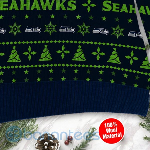 Seattle Seahawks Santa Claus In The Moon Ugly Christmas 3D Sweater Product Photo