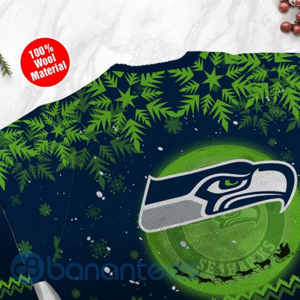 Seattle Seahawks Santa Claus In The Moon Ugly Christmas 3D Sweater Product Photo
