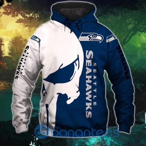 Seattle Seahawks Skull Design Full Printed 3D Hoodie Zip Hoodie Product Photo