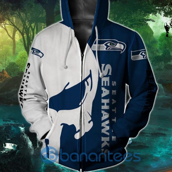 Seattle Seahawks Skull Design Full Printed 3D Hoodie Zip Hoodie Product Photo