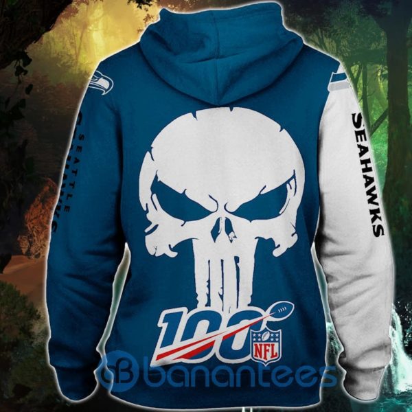 Seattle Seahawks Skull Design Full Printed 3D Hoodie Zip Hoodie Product Photo
