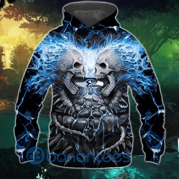 Seattle Seahawks Skull Halloween All Over Printed 3D Hoodie, Zip Hoodie Product Photo
