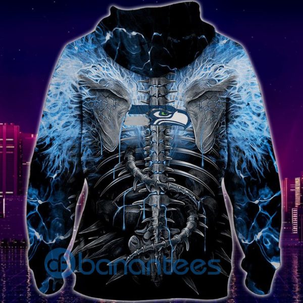 Seattle Seahawks Skull Halloween All Over Printed 3D Hoodie, Zip Hoodie Product Photo
