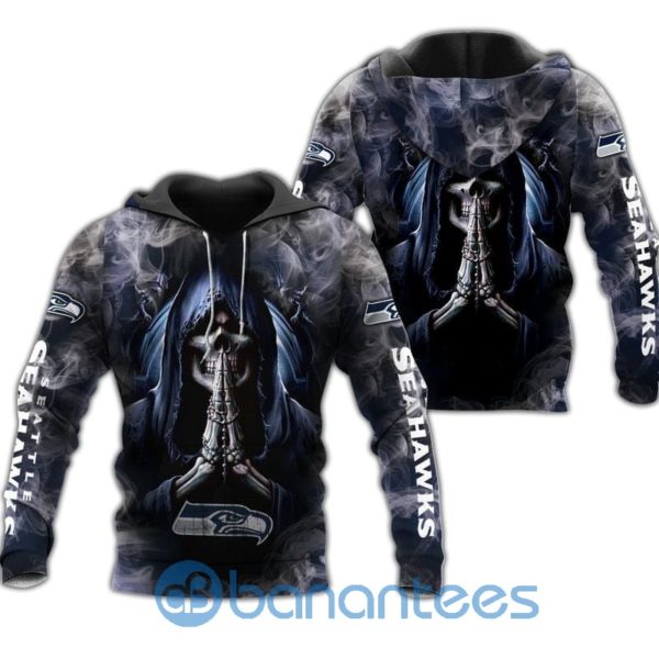 Seattle Seahawks Skull Smoke All Over Printed 3D Hoodie Zip Hoodie Product Photo