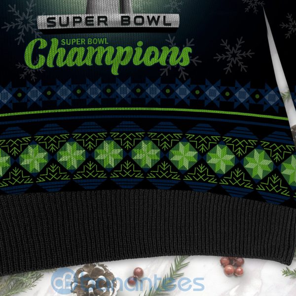 Seattle Seahawks Super Bowl Champions Cup Ugly Christmas 3D Sweater Product Photo