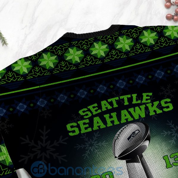 Seattle Seahawks Super Bowl Champions Cup Ugly Christmas 3D Sweater Product Photo
