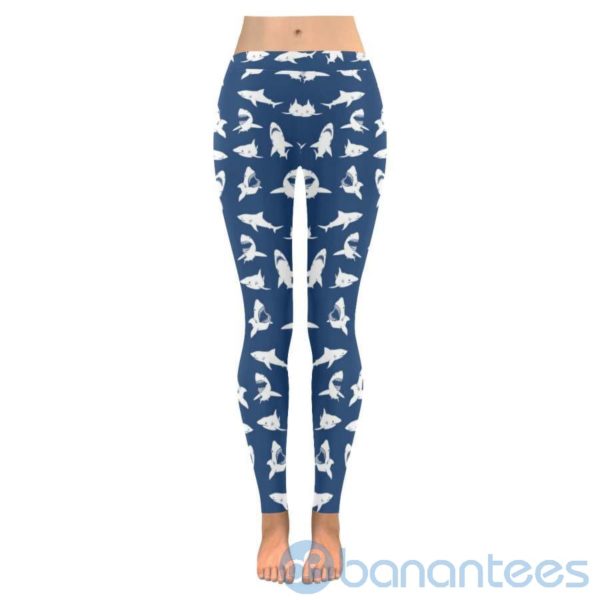 Shark Pattern Navy Leggings for Women Product Photo