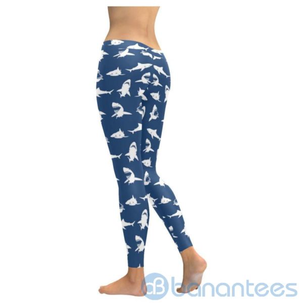 Shark Pattern Navy Leggings for Women Product Photo