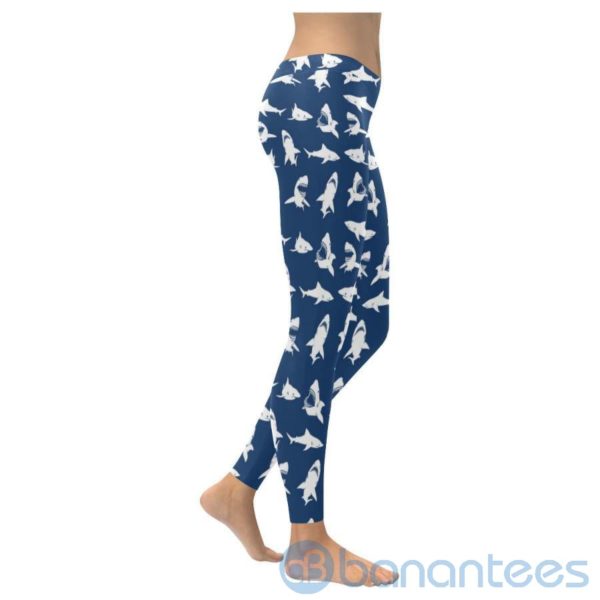 Shark Pattern Navy Leggings for Women Product Photo