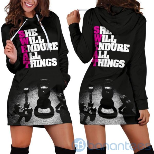 She Will Endure All Things Sweat Hoodie Dress For Women Product Photo