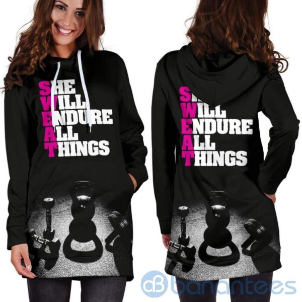 She Will Endure All Things Sweat Hoodie Dress For Women Product Photo