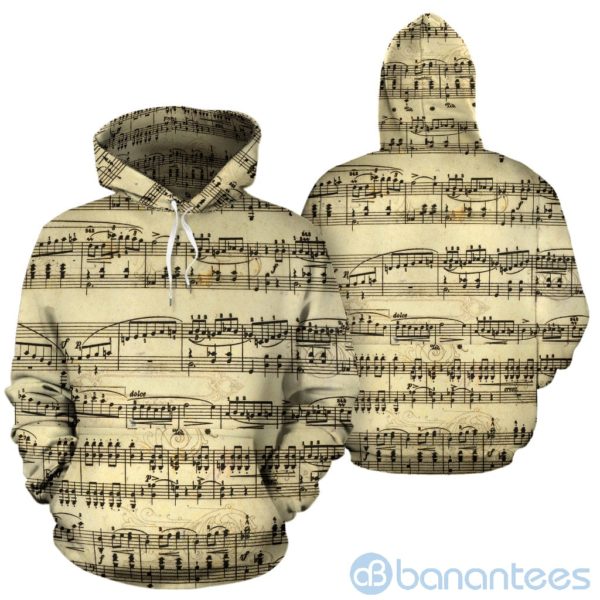 Sheet Music Design All Over Printed 3D Hoodie Product Photo