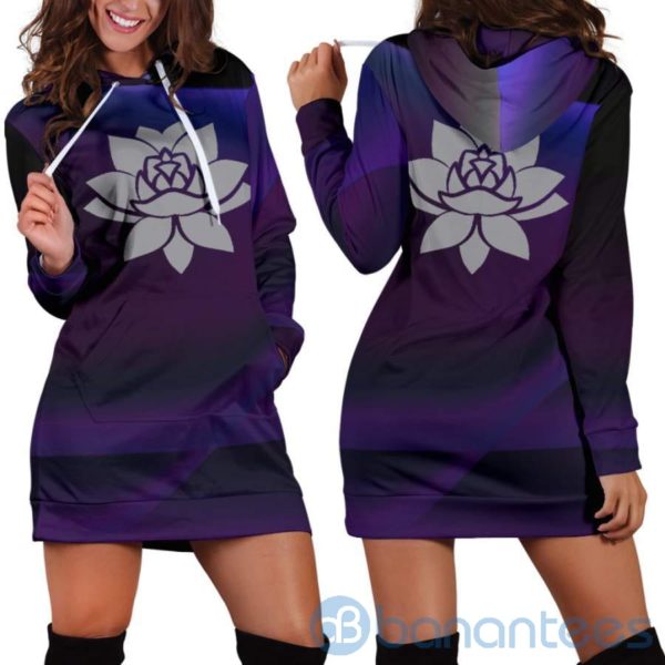 Silver Lotus Hoodie Dress For Women Product Photo